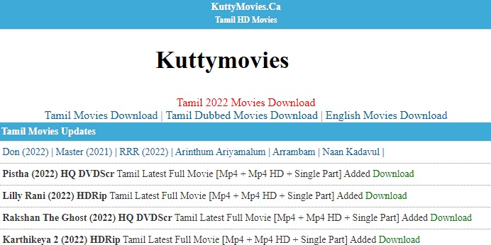 Kuttyrockers 2022: HD Tamil Movie Download Website Kuttyrockers